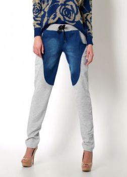 Dresowe spodnie wstawki jeans