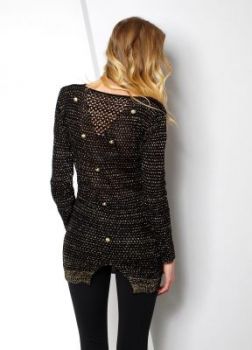 -40% SALE Sweter ażur guziki