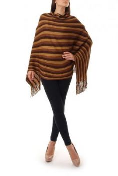 Grube ciepłe ponczo z frędzlami sweter